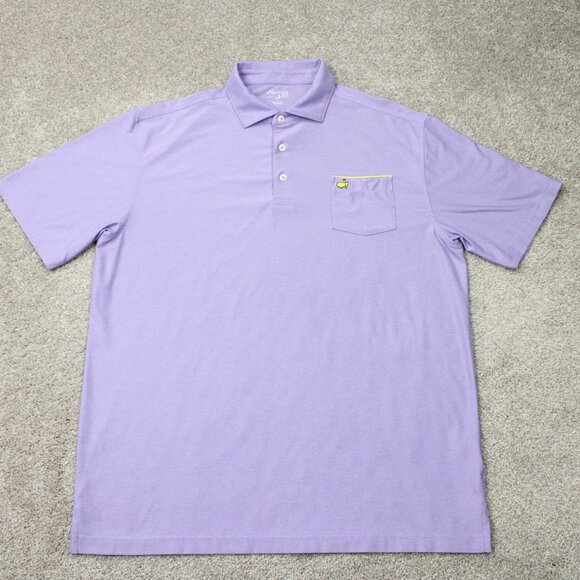 Masters Tech Polo Shirt Mens Large Purple Augusta Golf Polyester Stretch S/S - Picture 1 of 14